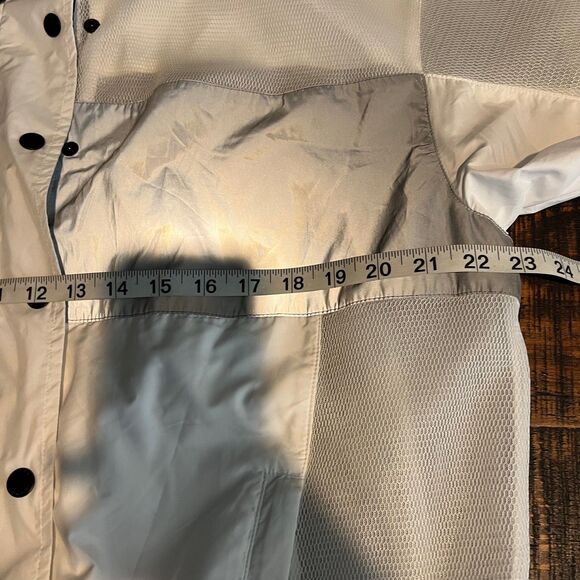 DKNY Sport Jacket Womens Small White Gray Mesh Hooded Windbreaker Lightweight - Picture 6 of 7